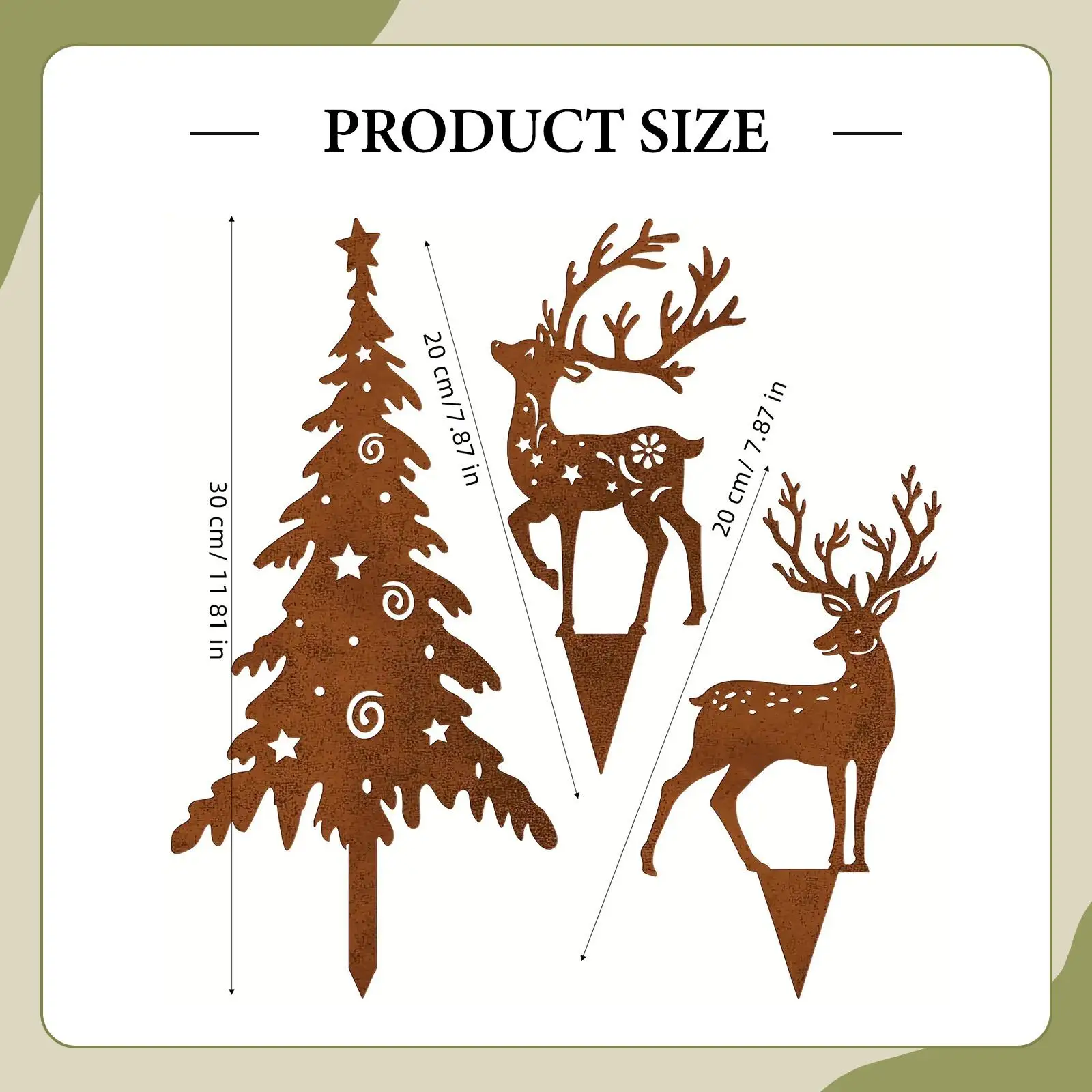 3x Christmas Garden Stakes Ornaments Art Decors Ideal Gifts Sturdy, Patio Stakes, Decorative for Path Lawn Courtyard