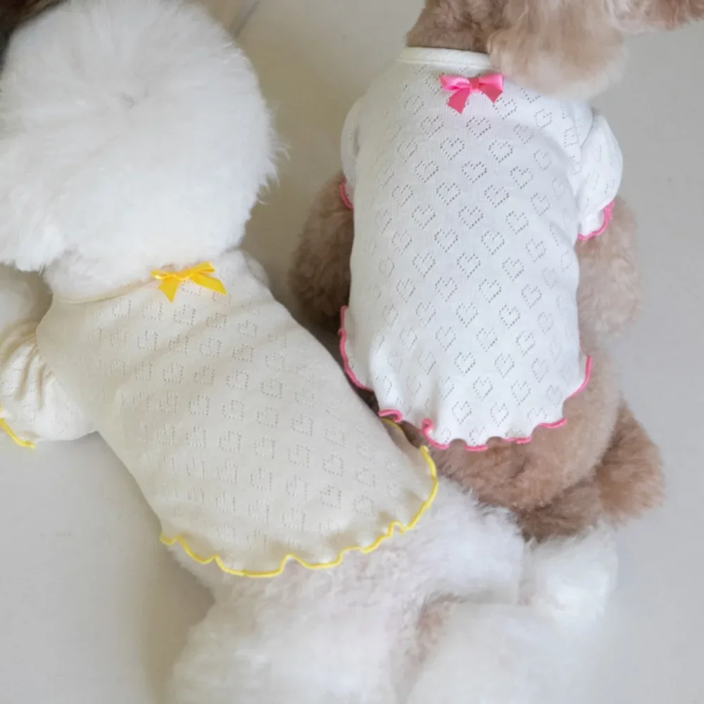 Camiseta con borde de oreja de madera para mascotas, ropa bonita para el hogar, suéter para perros, ropa interior de amor, Teddy, Marcus, Schnauzer, Otoño e Invierno