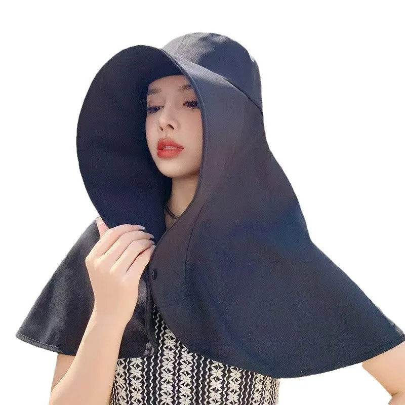 Sombreros de verano para mujer, protección UV para el cuello, viseras solares para mujer, pesca, senderismo, chal de ala ancha, protector solar, gorra con cola de caballo