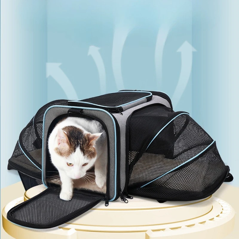 Bolsa transportadora expandible para gatos grande y transpirable