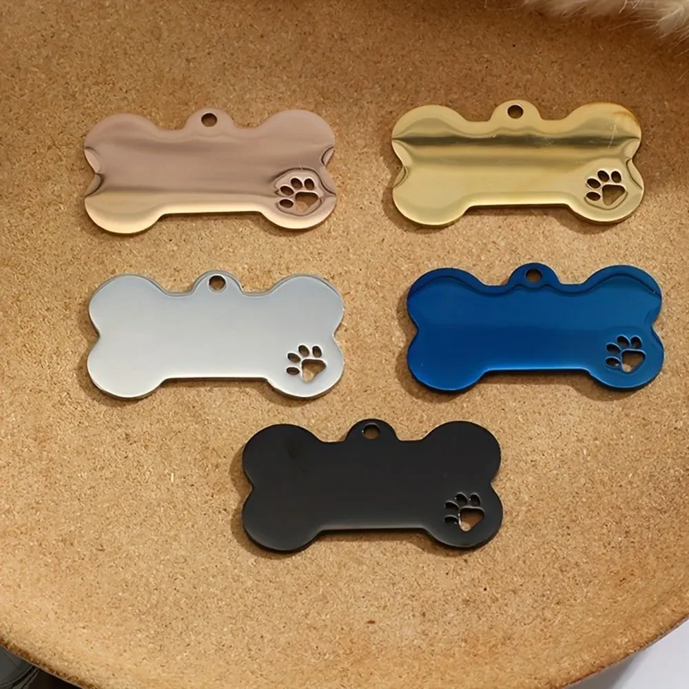 LLavero de hueso de acero inoxidable con forma de pata para bricolaje, etiqueta en blanco para identificación de perros, logotipo personalizado, etiqueta para perro mascota, accesorios para Collar, dije para llave, 10 Uds. - imagen 4