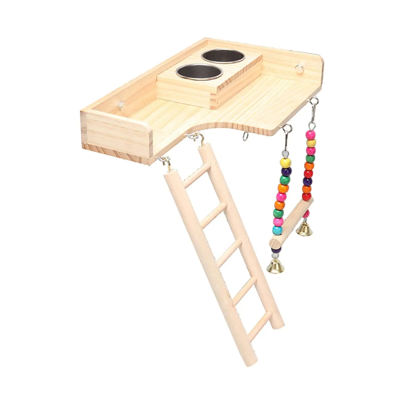 Pet Bird Parrot Playground Wooden Ladder Toy Bird Feeder Pet Parrots Climbing Bridge Accessories Simple Installation Durable