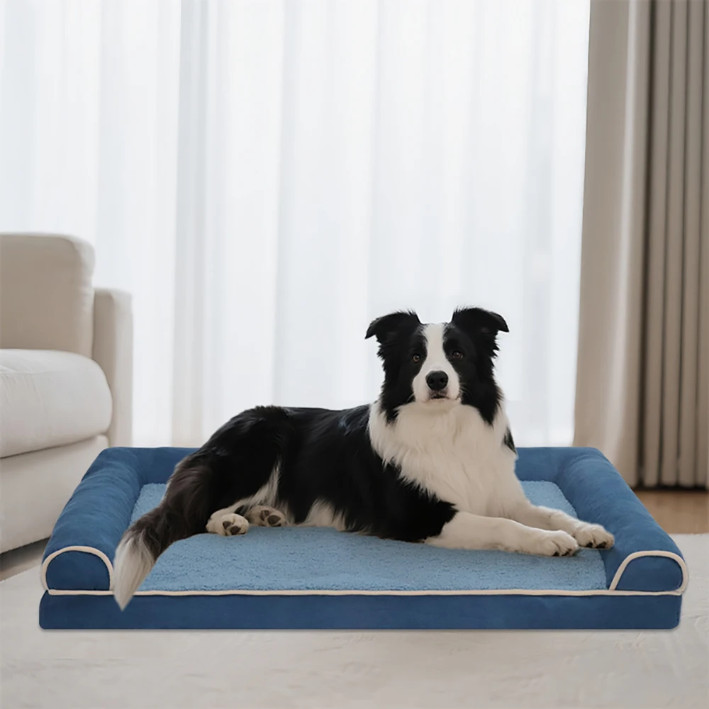 Cama de invierno para perros, sofá para dormir profundo, espuma viscoelástica para cachorros, cama cómoda de felpa suave, estera cálida gruesa cuadrada mediana y grande - imagen 2