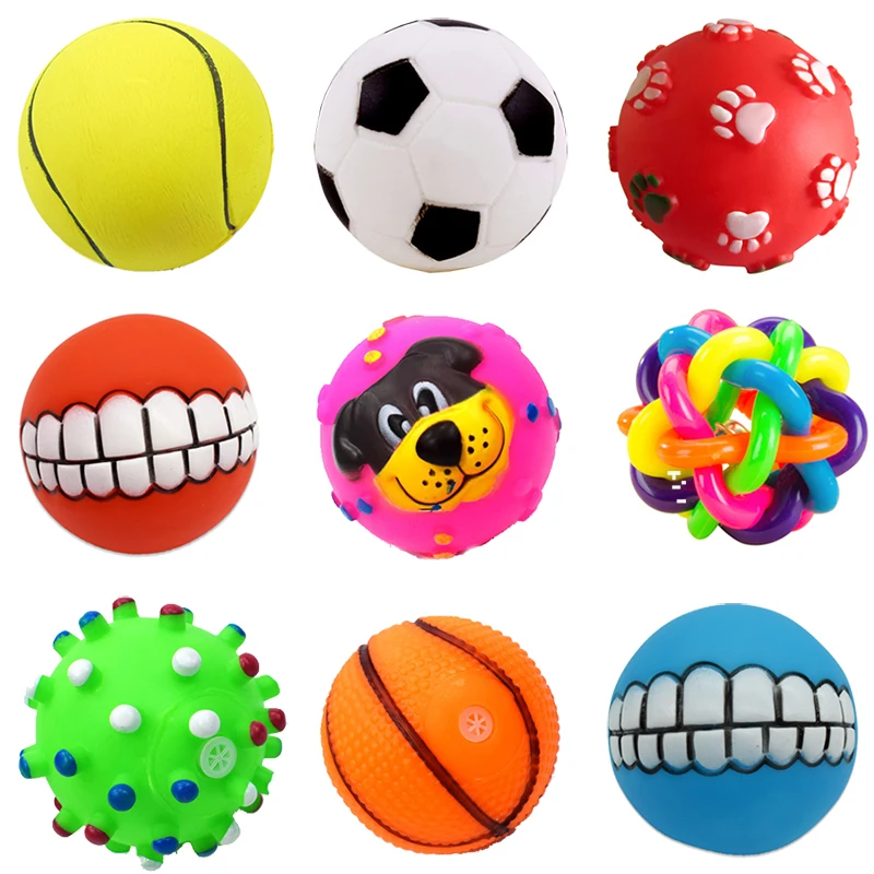 Pelota para cachorros y gatos de 6cm de diámetro, juguete para perros pequeños, gatos, Color aleatorio, 1 Uds., juguete para gatitos con chirrido, productos de suministros para mascotas a bajo precio - imagen 2