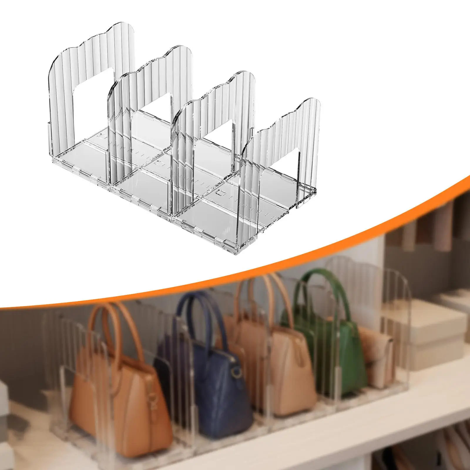 Divisor de estante, soporte de exhibición para bolso, organizador de bolso desmontable, estantes, organización, organizador de bolso para estantería, sala de estudio