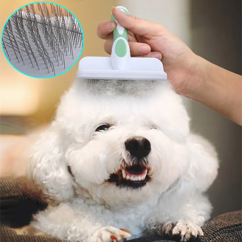 Cepillo removedor de pelo para perros con acero inoxidable para masaje