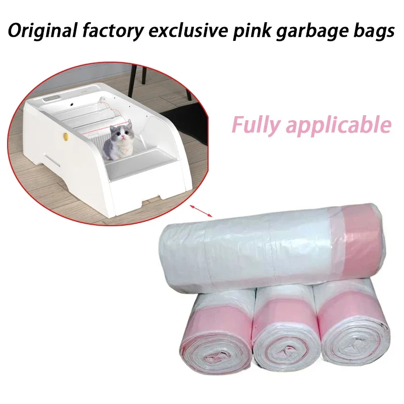 2 rollos de revestimientos de caja de arena para gatos inteligentes, bolsas de basura especiales para recoger caca, gatos, peces, bolsas de basura, basura de limpieza rosa, suministros para mascotas - imagen 5