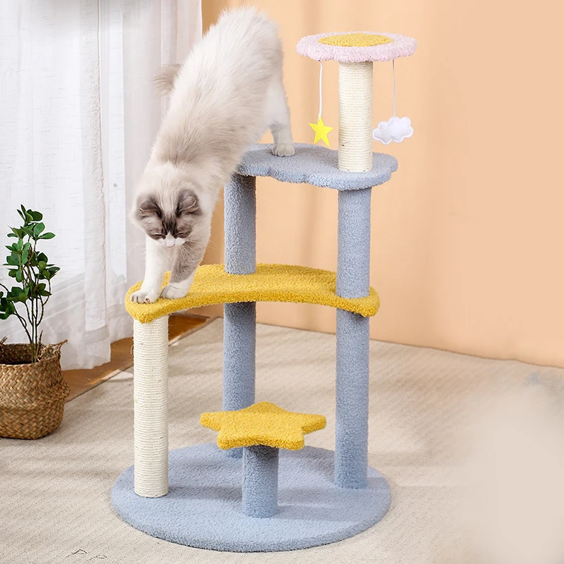 BOOTEELY-Cuadro de escalada para gatos con forma de estrella y Luna, juguetes pequeños de Sisal para rascar gatos, tabla para rascar, molienda de garras, tipo plato giratorio para gatos