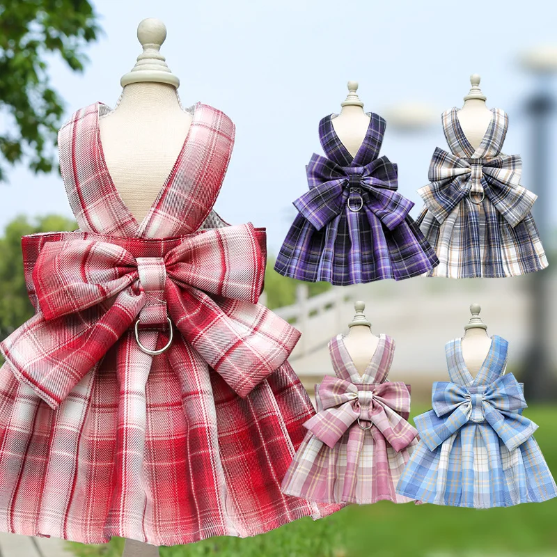 Vestido con lazo para perro pequeño de verano