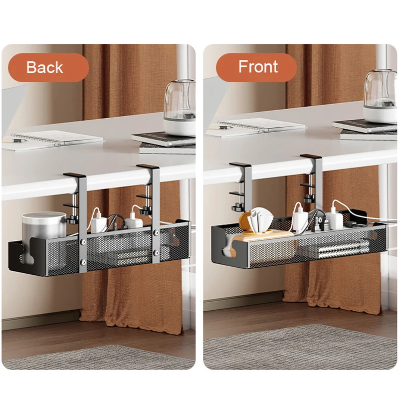 Bandeja de cables de Metal extensible para gestión de cables debajo del escritorio, sin perforación, con abrazadera, soporte para cable de regleta retráctil - imagen 5