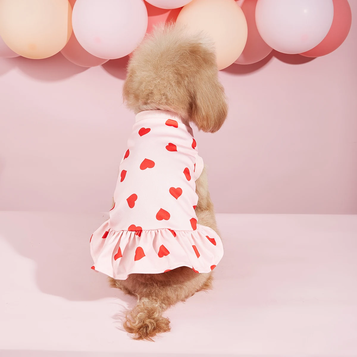 Vestido de sudadera para perro, ropa para el Día de San Valentín, jersey de estilo informal, falda de tul cómoda con patrón de corazón rosa para vacaciones para niña