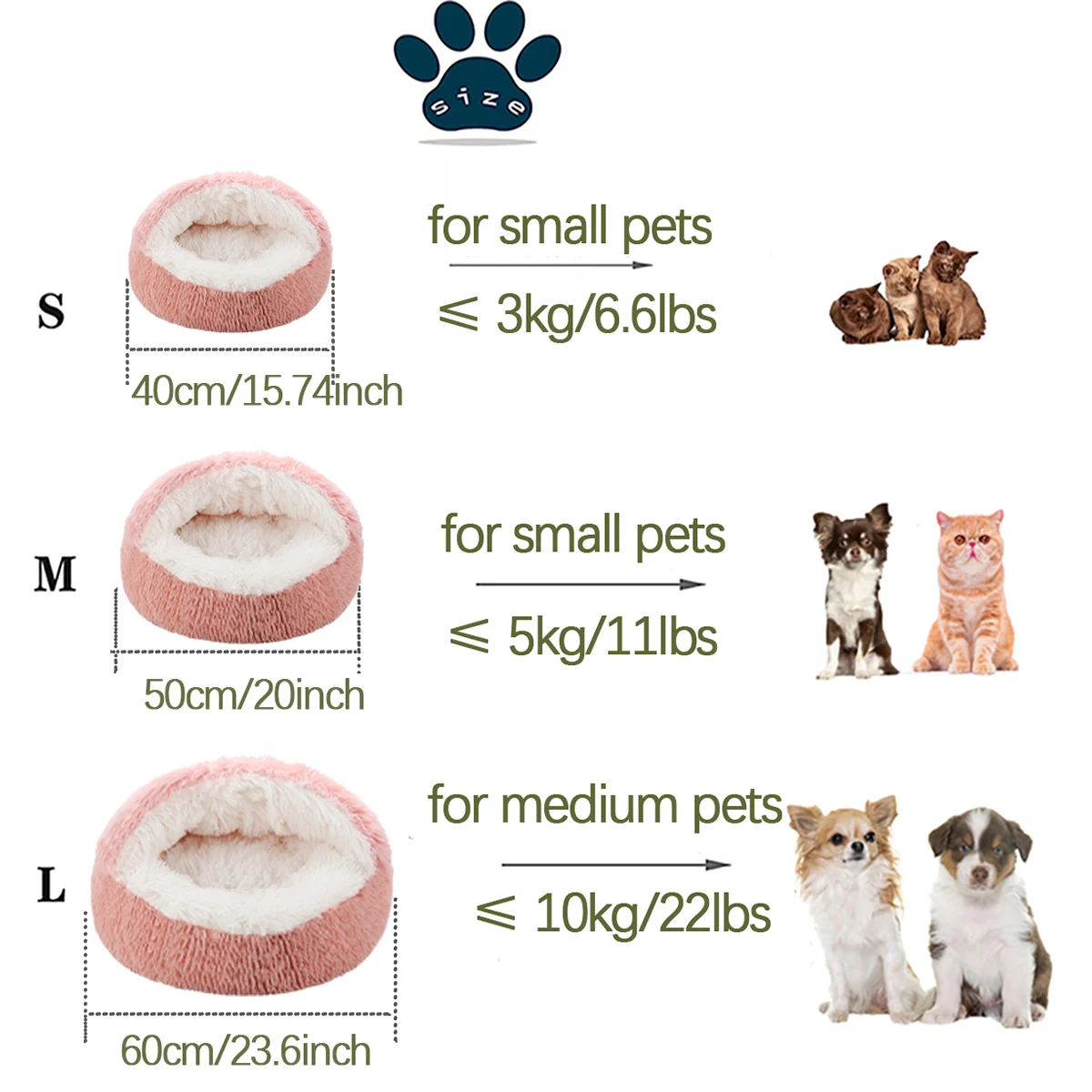 Cat Bed Round Fluffy Hooded Cat Bed Cave Cat Bed Donut for Indoor Cats,Calming Dog Cat Beds for Small Medium Dog Cat - imagen 2