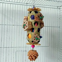 Mordedor natural de madera para loro y cacatúa – Juguete colgante
