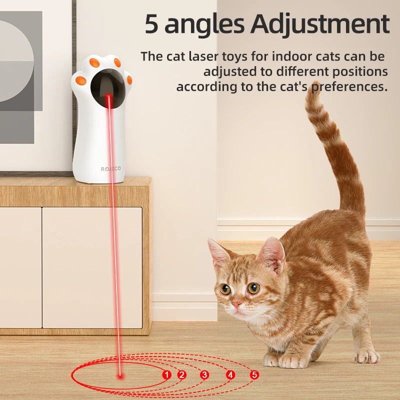 ROJECO, juguetes láser automáticos para gatos, mascotas interactivas inteligentes, juguete láser LED para interiores, accesorios de juguete de mano para gatos para perros y gatitos - imagen 2