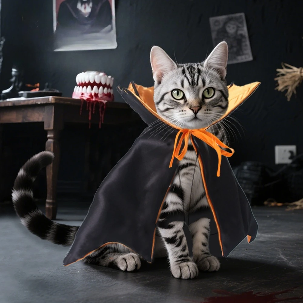 Divertido disfraz de Halloween para perros y gatos, disfraz para perros pequeños, capa de vampiro, ropa para perros y gatos, suministros para mascotas - imagen 4