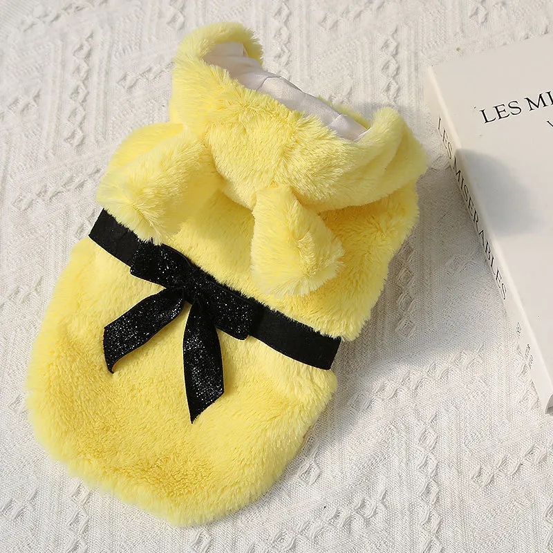 Ropa de otoño e invierno para mascotas, abrigos de piel, decoraciones de lazo, suministros de osos de peluche, abrigo para perros pequeños y medianos - imagen 4