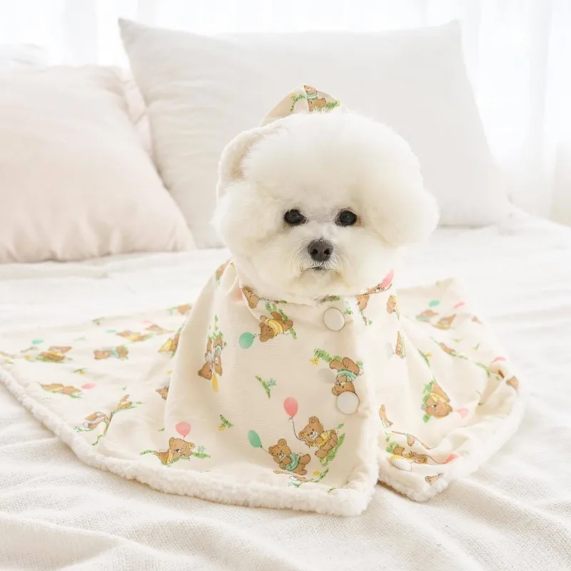 Moda INS bufanda de invierno oso conejo blanco manta cálida mascota perro cubierta de manto manta abrigo para dormir Sudadera con capucha regalos de Año Nuevo - imagen 2