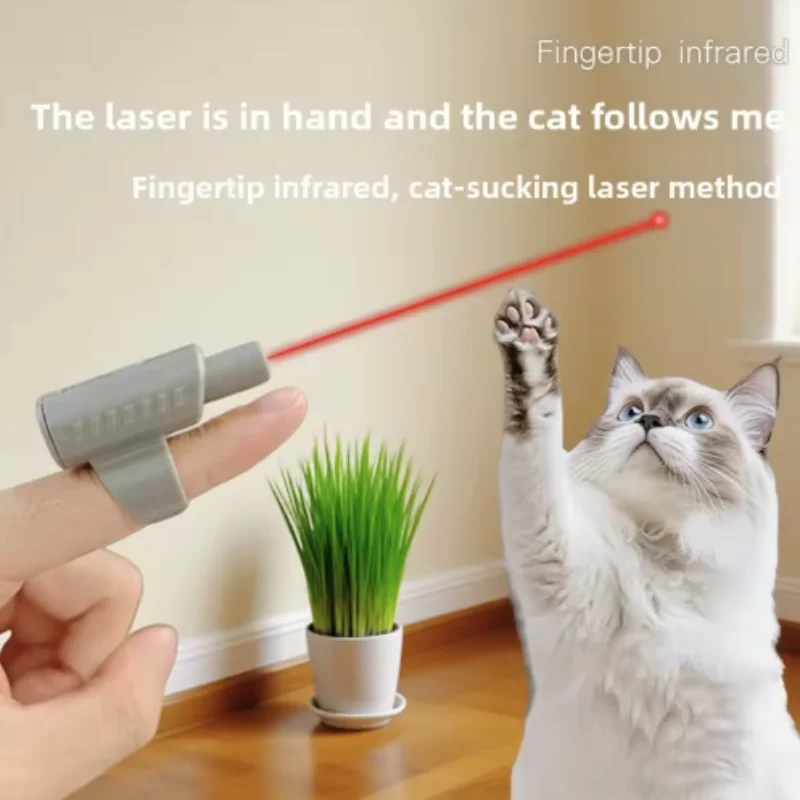 Juguete de gatito infrarrojo ligero, pluma de burla para gatos con cubierta para los dedos, juguete interactivo relajante para mascotas - imagen 2