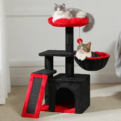 Árbol para gatos pequeño con sisal, hamaca y plataforma floral