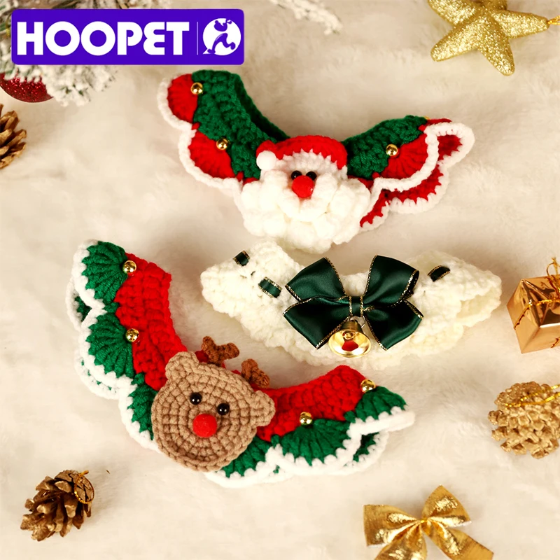 HOOPET-collares navideños para gatos, bufanda de lana de Año Nuevo para mascotas, suministros para mascotas, regalo para gatos, decoración para cachorros, accesorios para mascotas