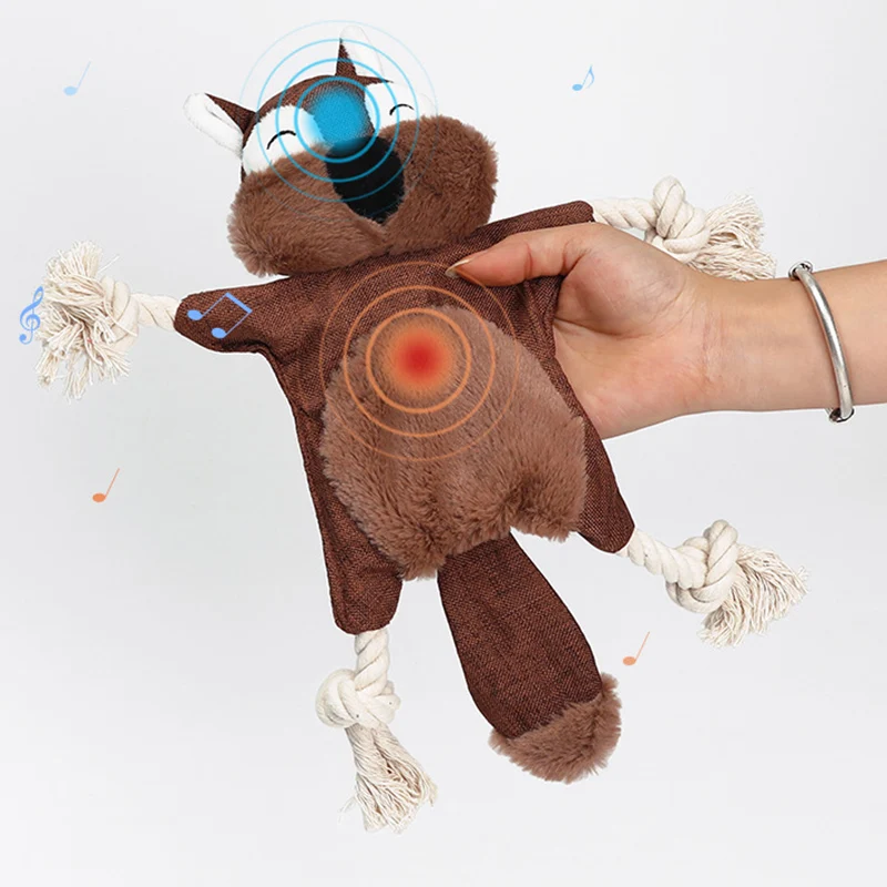 Juguetes chirriantes sin relleno para mascotas, perros pequeños y medianos, forma de animales con nudo, cachorro, juguete para masticar, Chihuahua, Pug - imagen 3