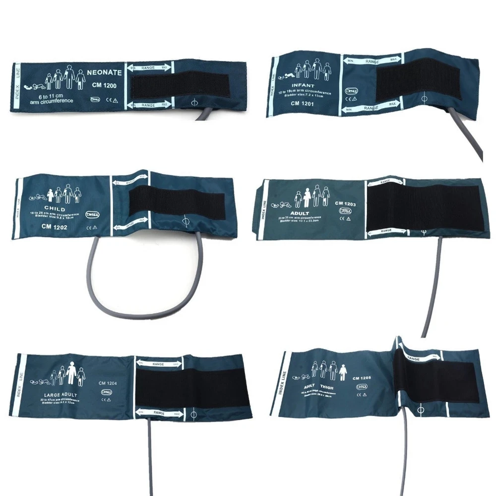 Manguito NIBP de 6 tamaños, accesorios para Monitor de presión arterial, puños NIBP Holter para recién nacidos, adultos, niños, muslo grande para adultos y adultos - imagen 2
