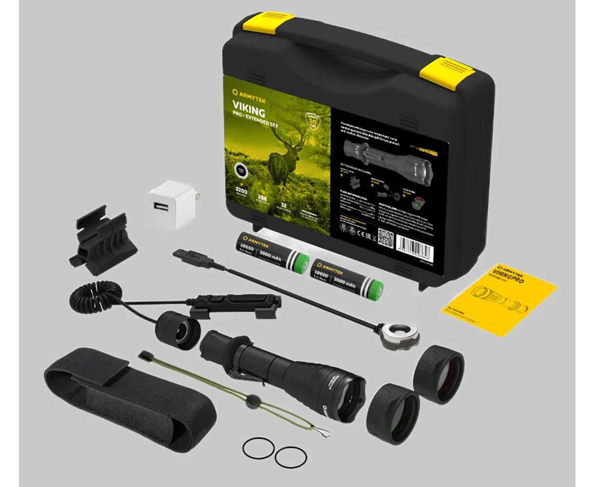 Kit linterna de caza Armytek Viking Pro Extender-linterna para cañon de arma-con pulsador remoto-soporte para cañón-filtros-accesorios