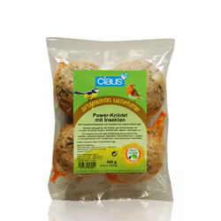 CLAUS BOLAS DE GRASA POWER-KNÖDEL CON INSECTOS 4 UD X 112,5 G-alimento natural para pajaros, canarios, jilgueros, aves silvestres, aves tropicales