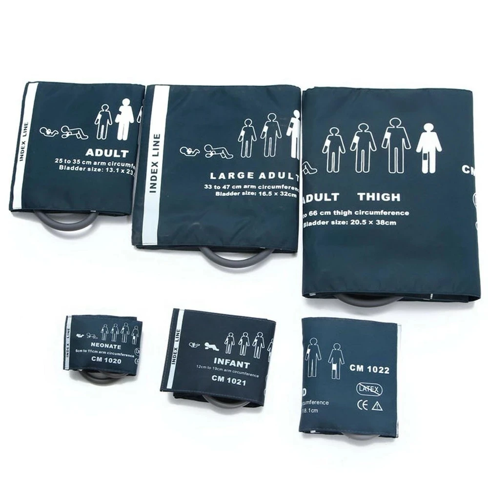 Manguito NIBP de 6 tamaños, accesorios para Monitor de presión arterial, puños NIBP Holter para recién nacidos, adultos, niños, muslo grande para adultos y adultos - imagen 3