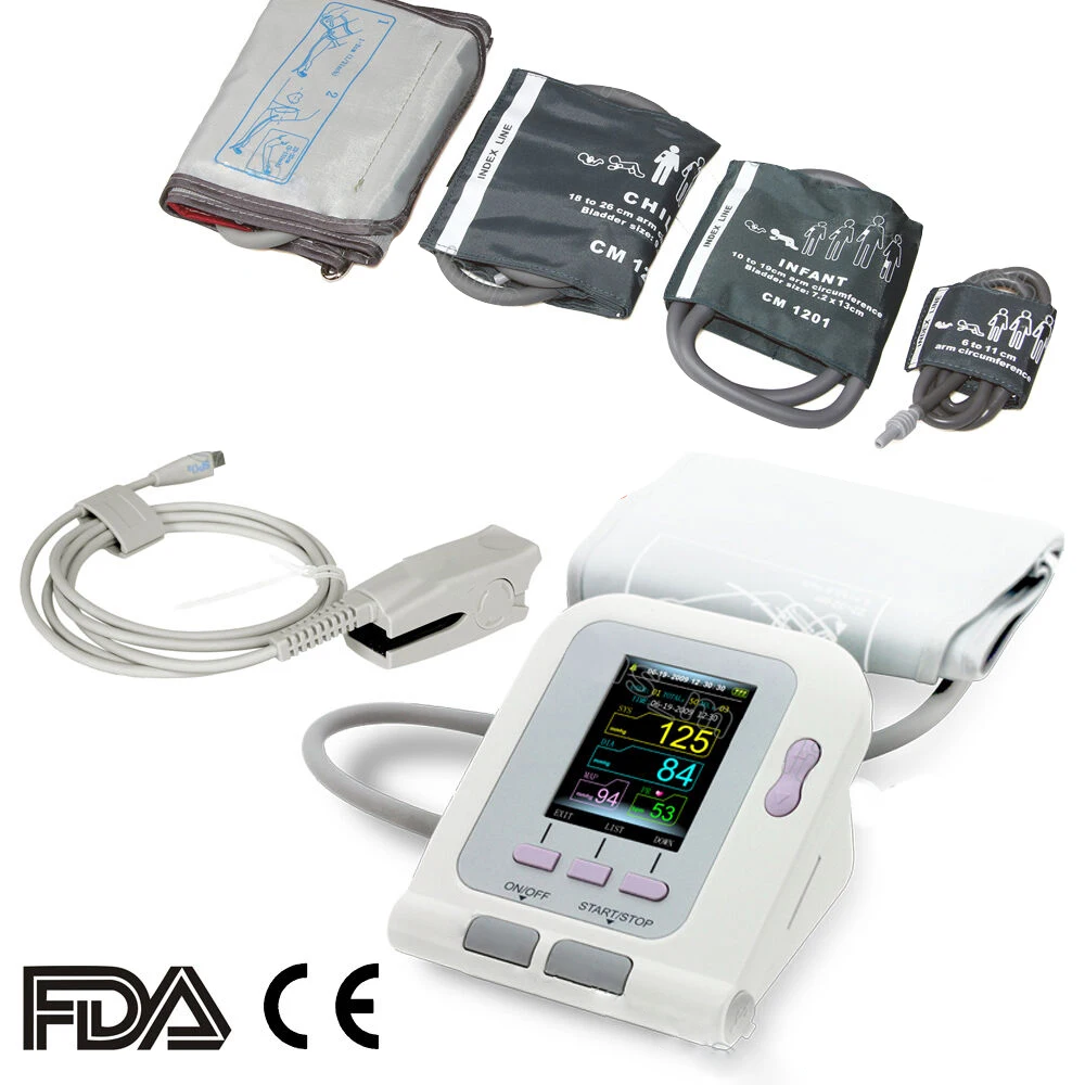 ONTEC08A-Monitor Digital de presión arterial para adultos, INBP esfigmomanómetro electrónico, brazalete de 4 piezas, sonda SPO2