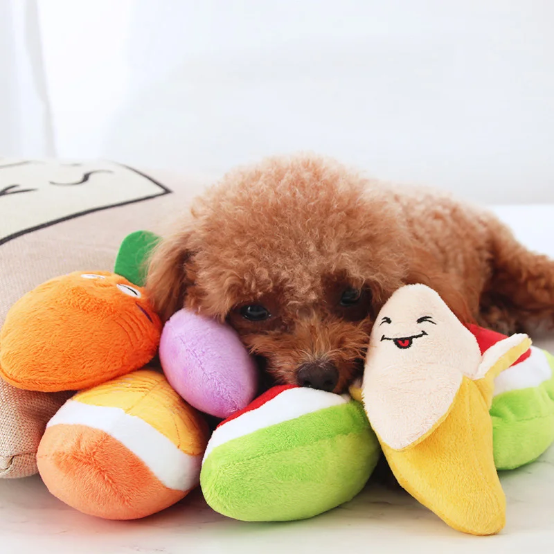 Juguetes para masticar para cachorros, perros y gatos, resistentes a mordeduras, juguete de fruta para mascotas chillones de peluche para perros pequeños y medianos, accesorios para Chihuahua Beagle mascotas - imagen 5