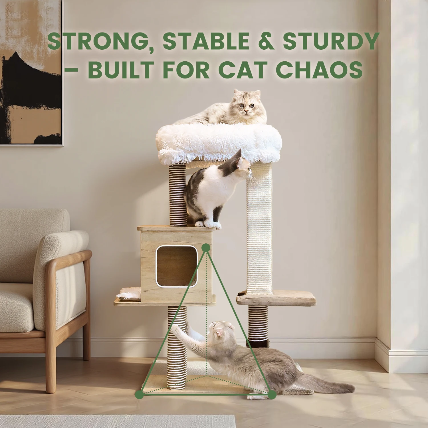 Árbol para gatos de varios niveles con sisal y perchas - imagen 3