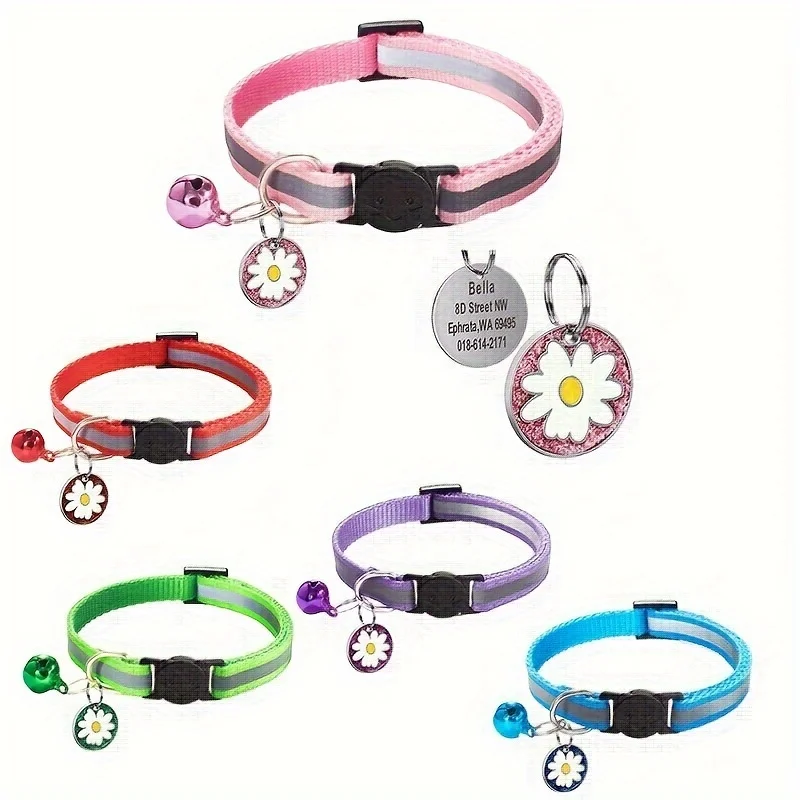 Collar grabado para cachorros con diseño margarita