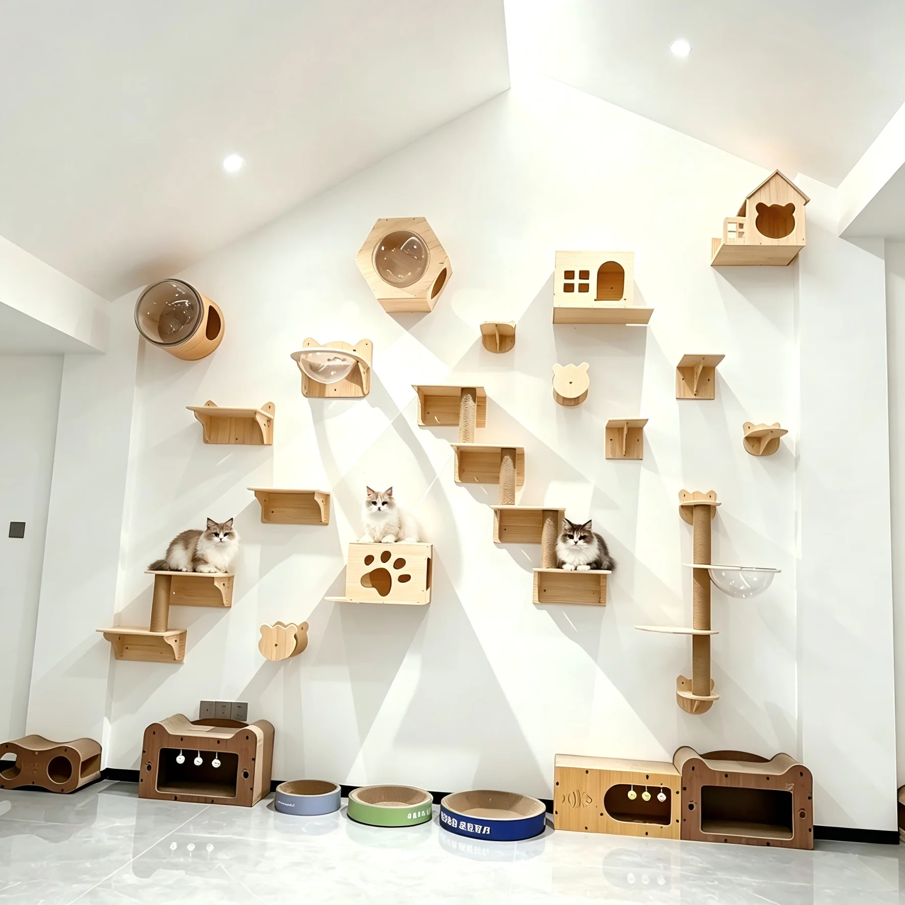 Estante de pared para gatos con hamaca y escalones de sisal - imagen 5