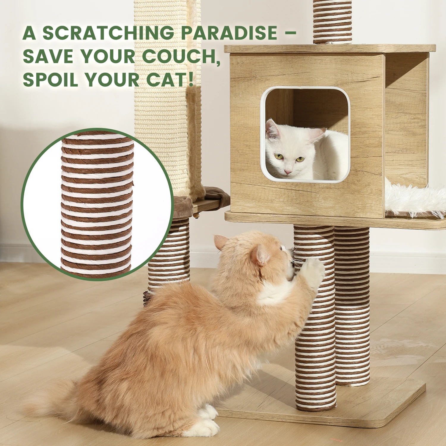 Árbol para gatos de varios niveles con sisal y perchas - imagen 2