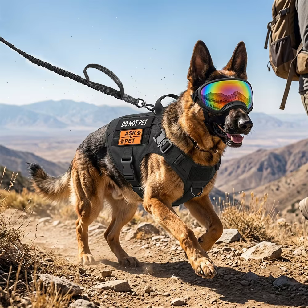 Arnés táctico para perro con gafas protectoras y correa elástica - imagen 5
