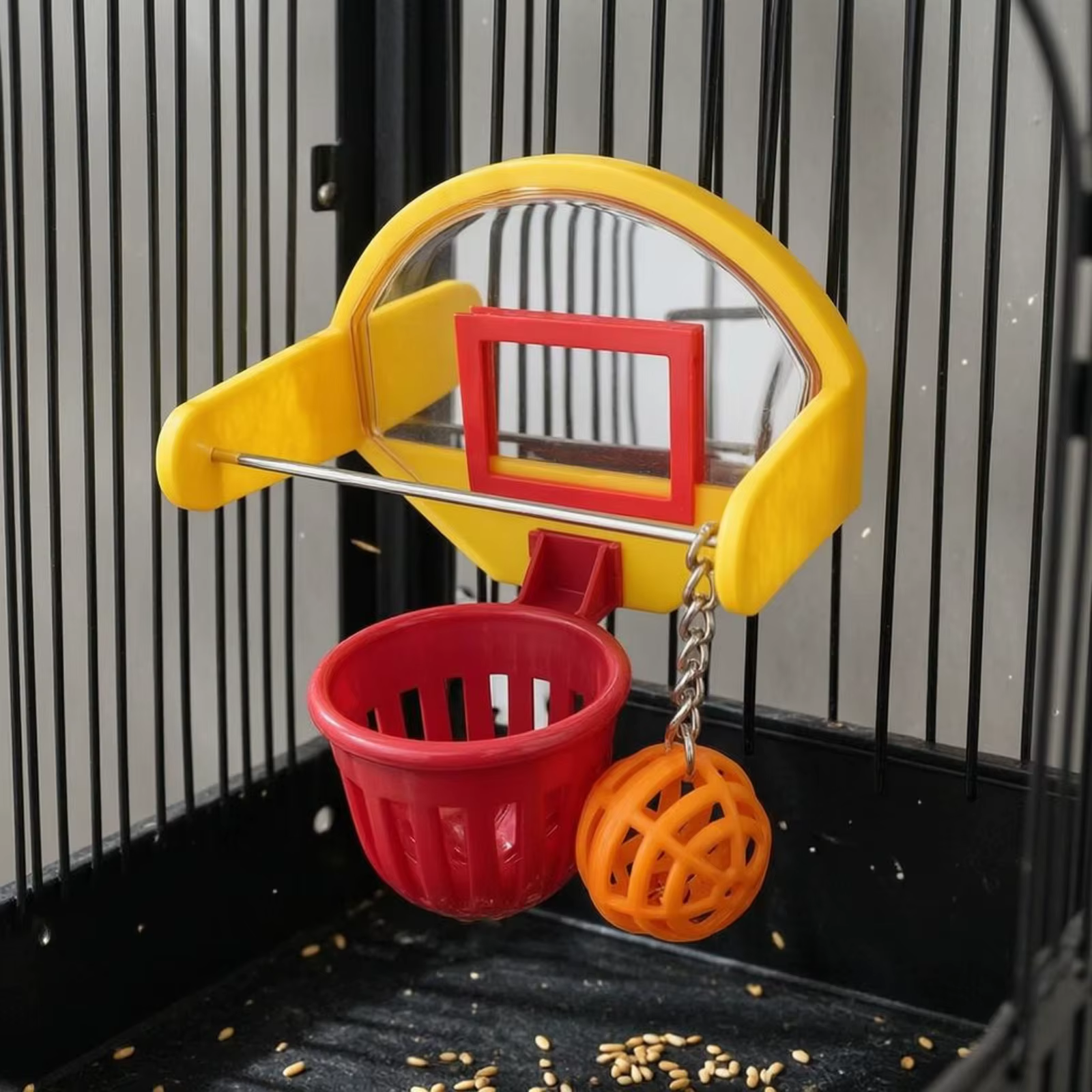 Juguete baloncesto para loros, periquitos y cacatúas – masticable - imagen 5