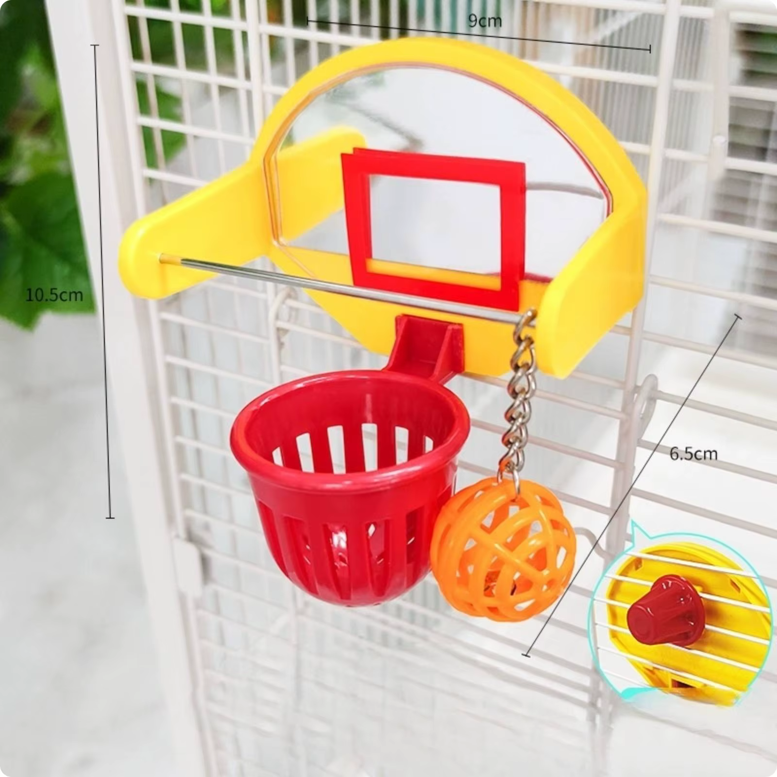 Juguete baloncesto para loros, periquitos y cacatúas – masticable - imagen 4