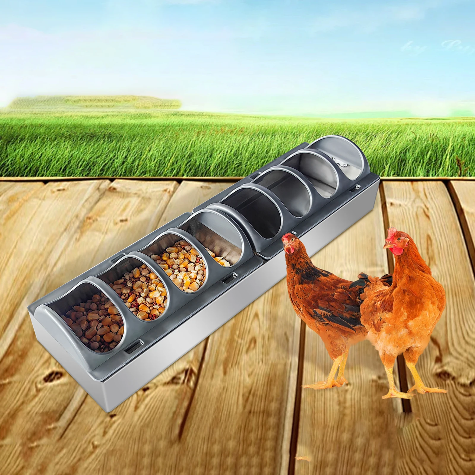 Alimentador de acero inoxidable para pollos