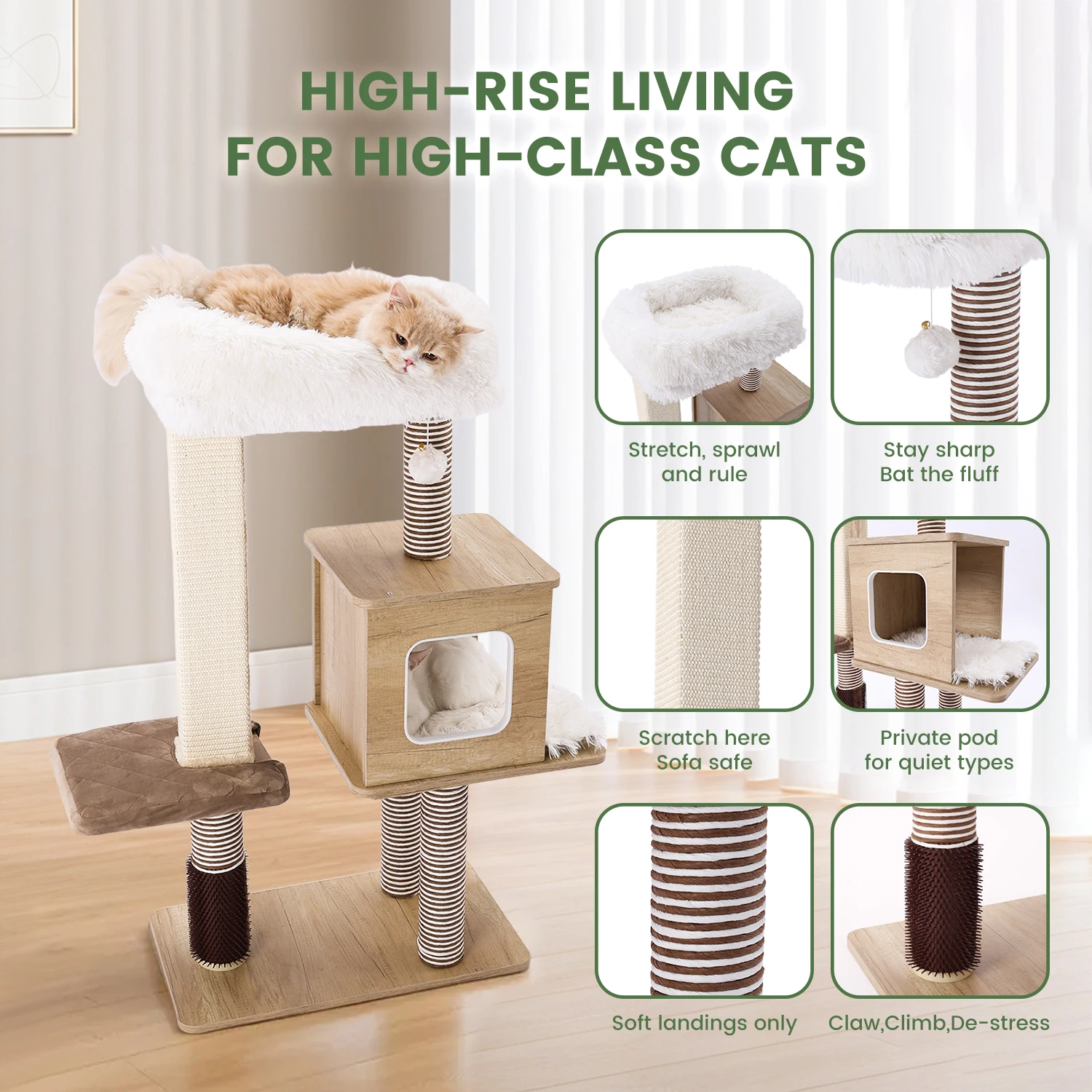Árbol para gatos de varios niveles con sisal y perchas