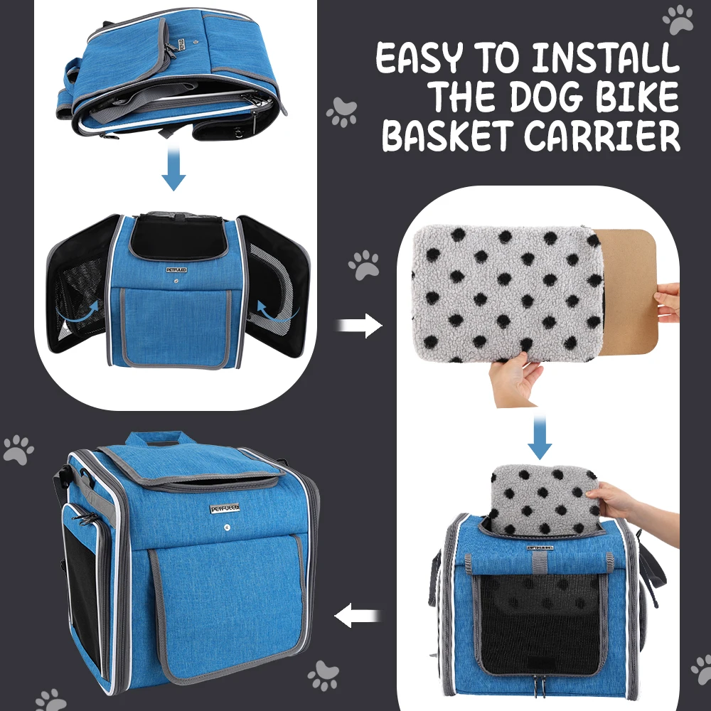 Mochila transportadora expandible y cesta bici para gatos y perros
