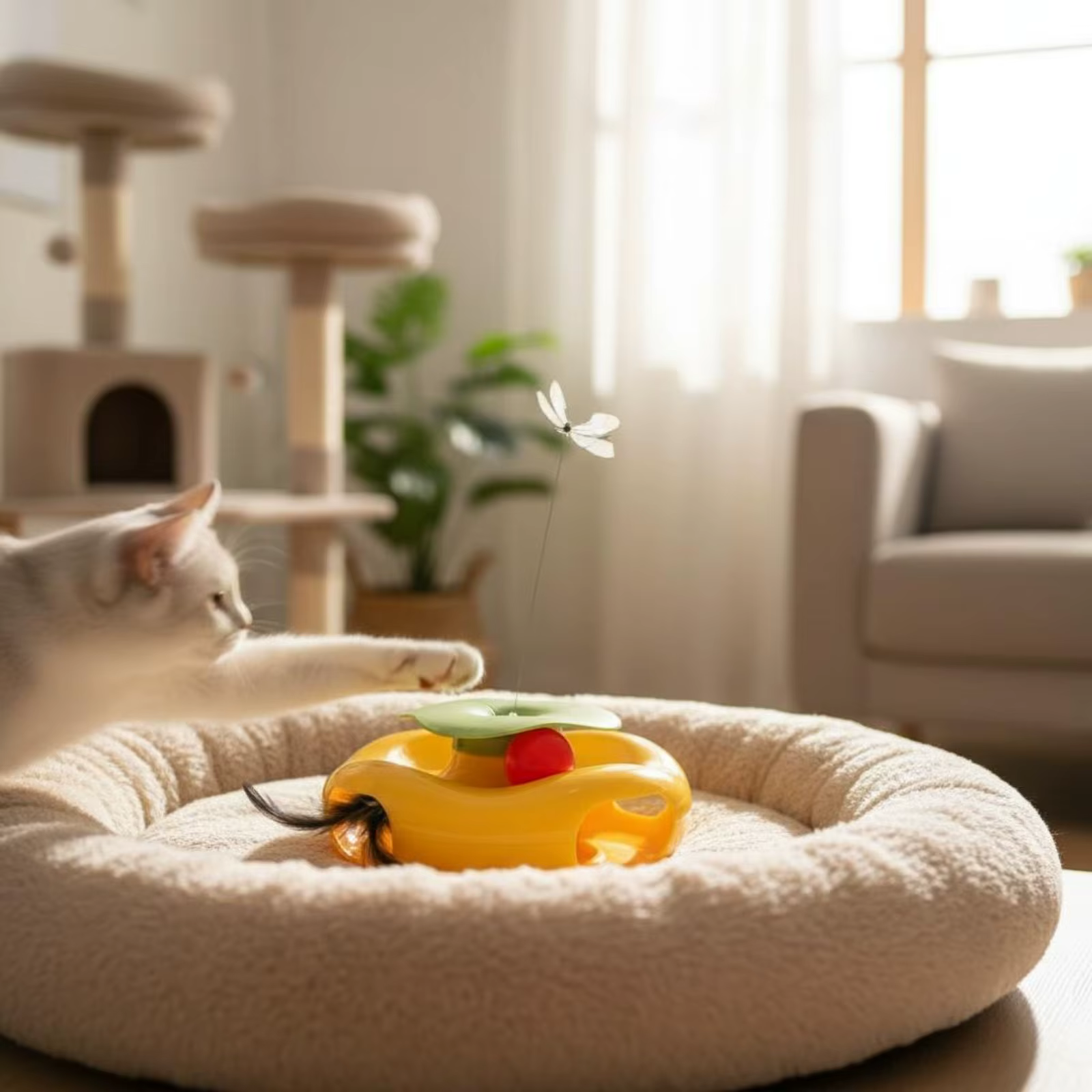 Varita Interactiva Mariposa para Gatos – Juguete con Plumas - imagen 5