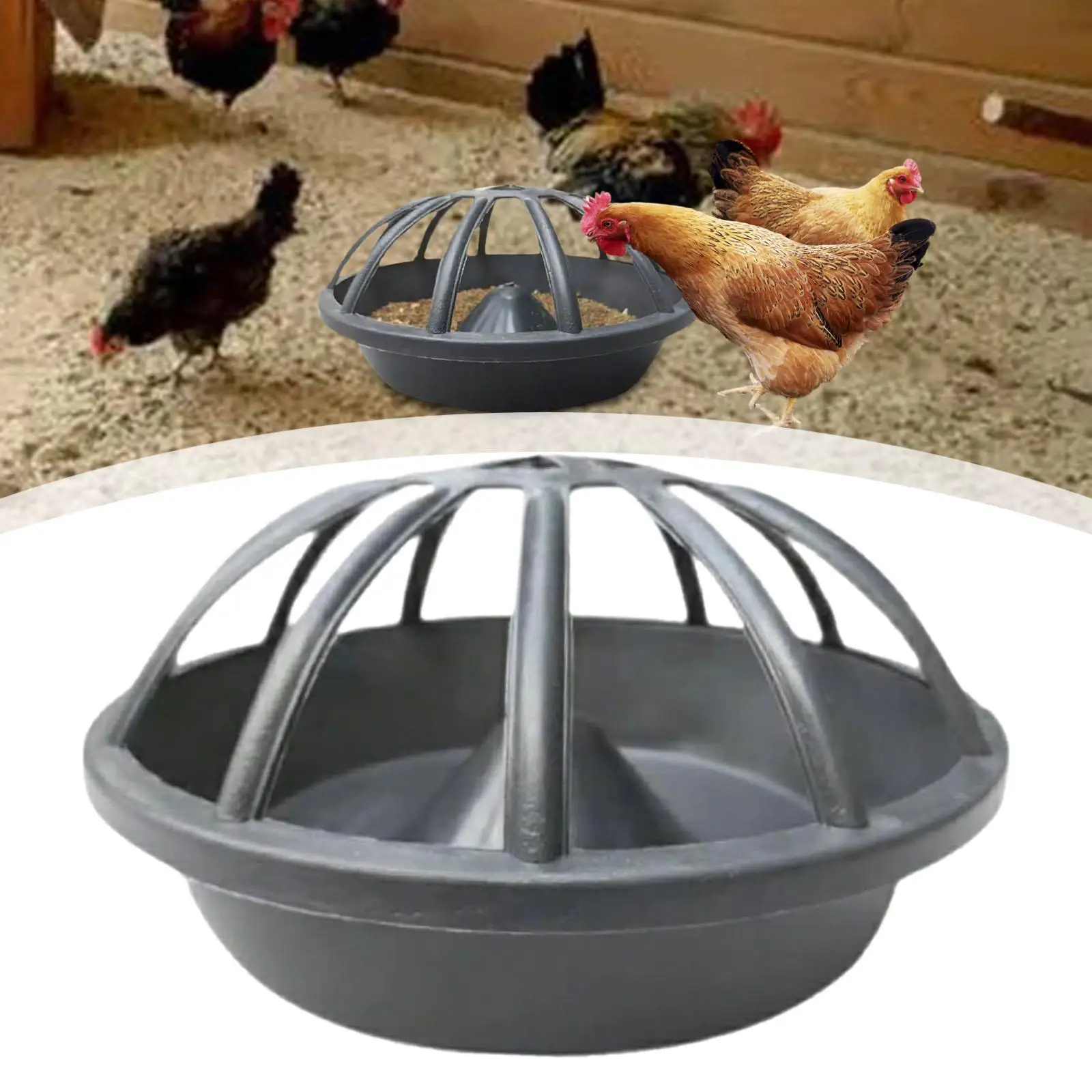Comedero portátil para pollos vista frontal