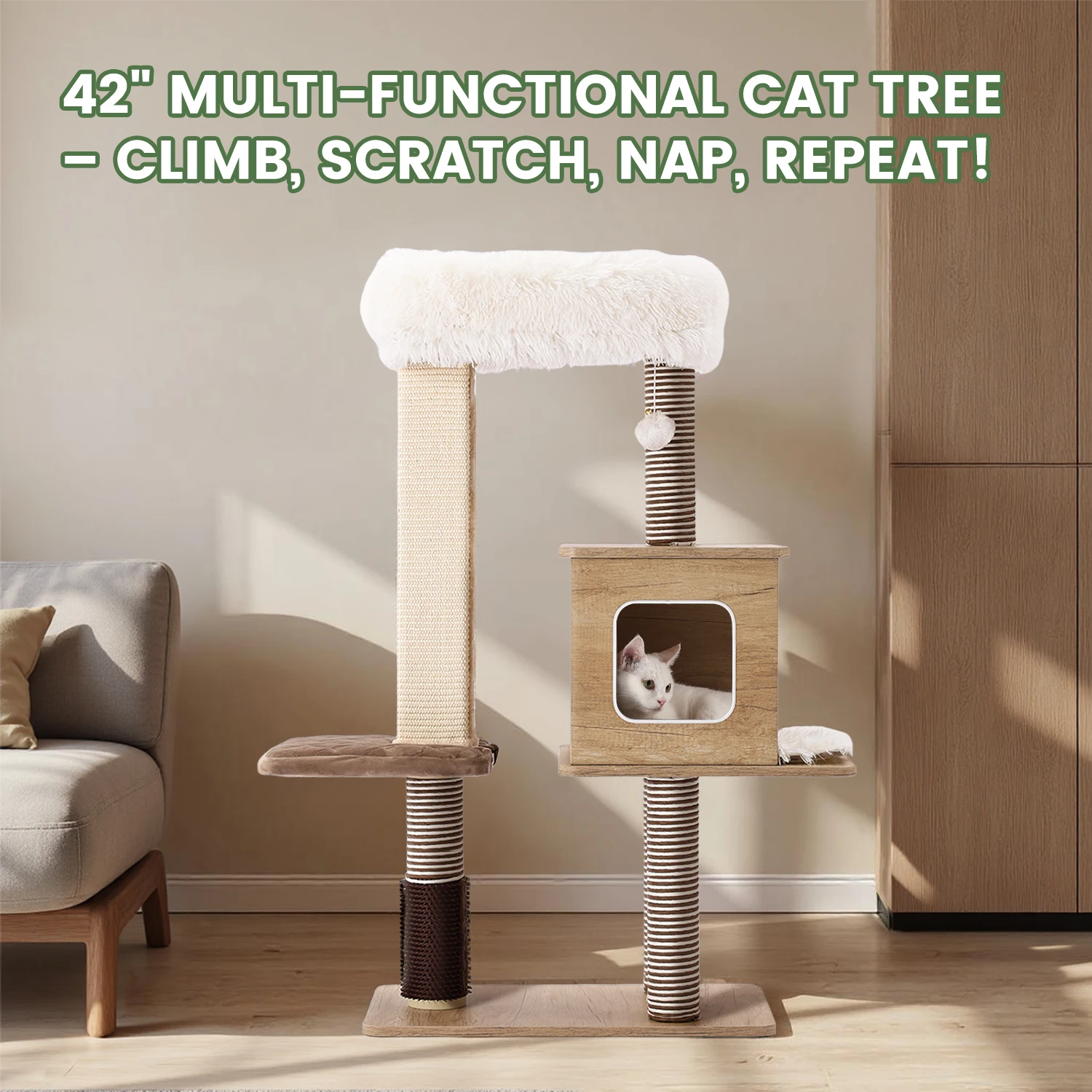 Árbol para gatos de varios niveles con sisal y perchas - imagen 5