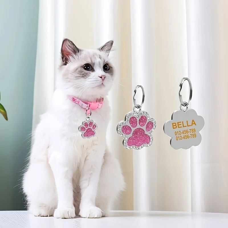 Etiqueta de pata con brillo para gato