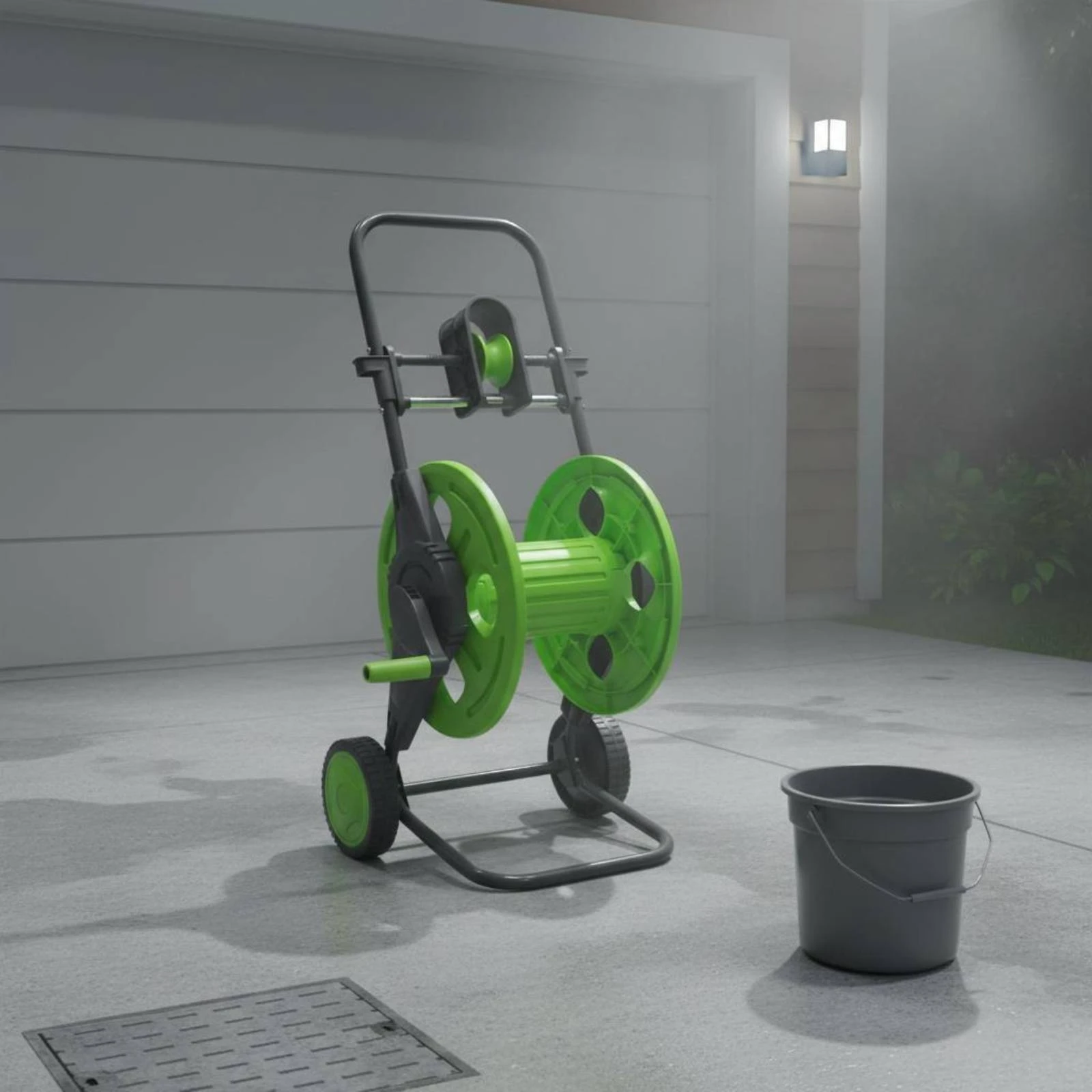 Carrito enrollador de manguera de jardín portátil con sistema push - imagen 3