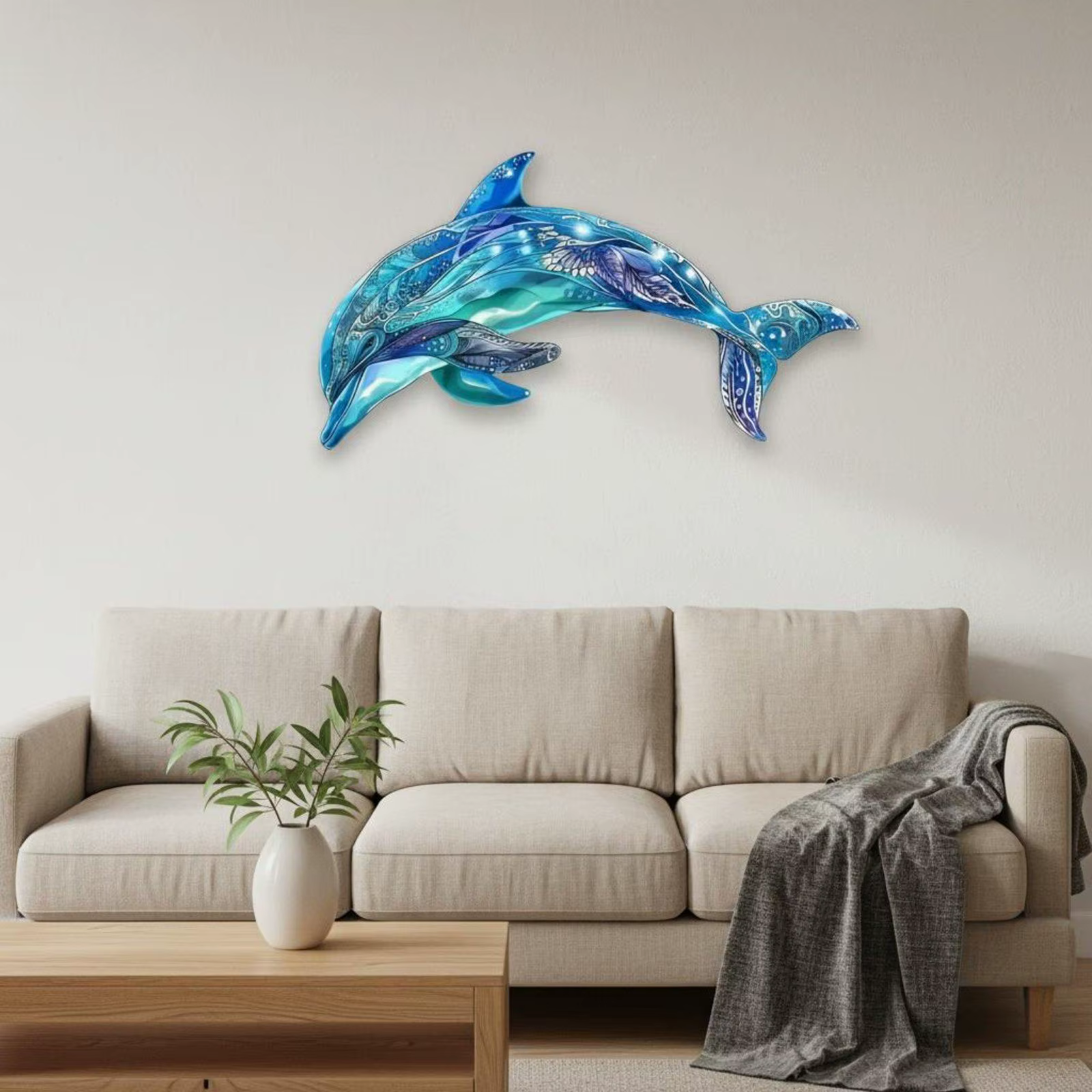 Decoración de pared con delfín metálico azul resistente al óxido - imagen 2