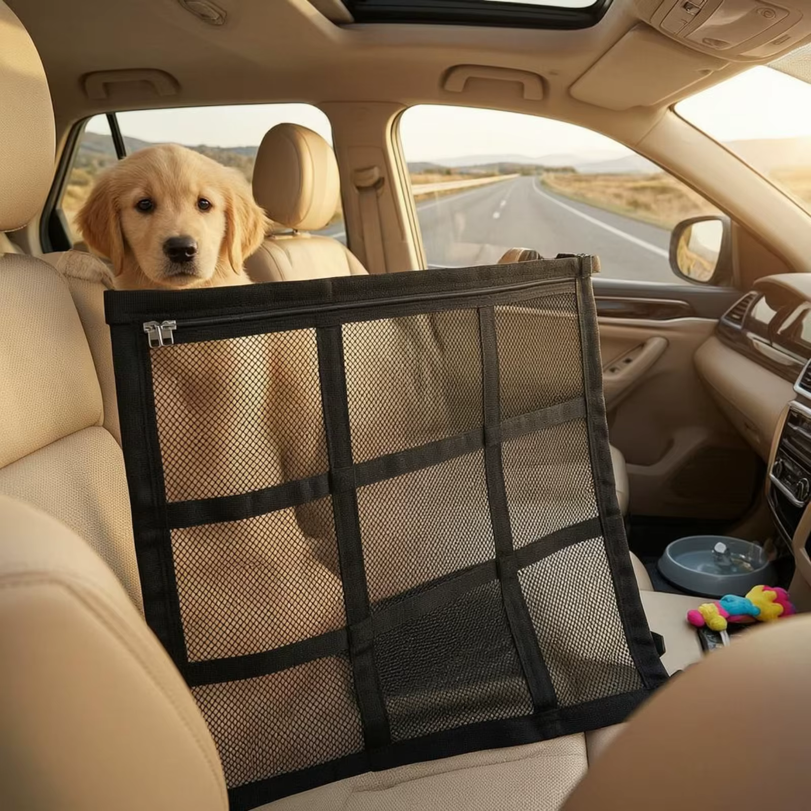 Barrera ajustable para perros y gatos – Puerta antiescape para coche, escaleras y puertas - imagen 2