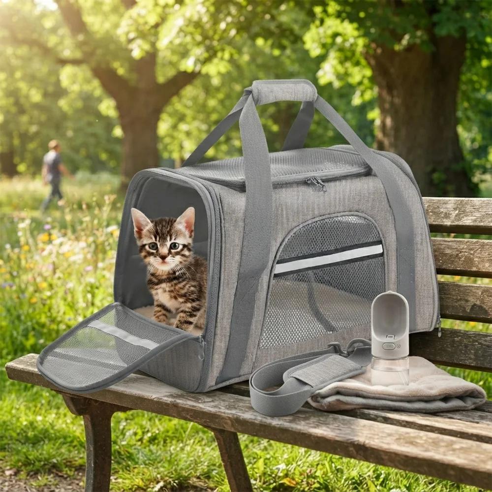 Bolsa de transporte plegable y transpirable para gatos y perros pequeños - imagen 5