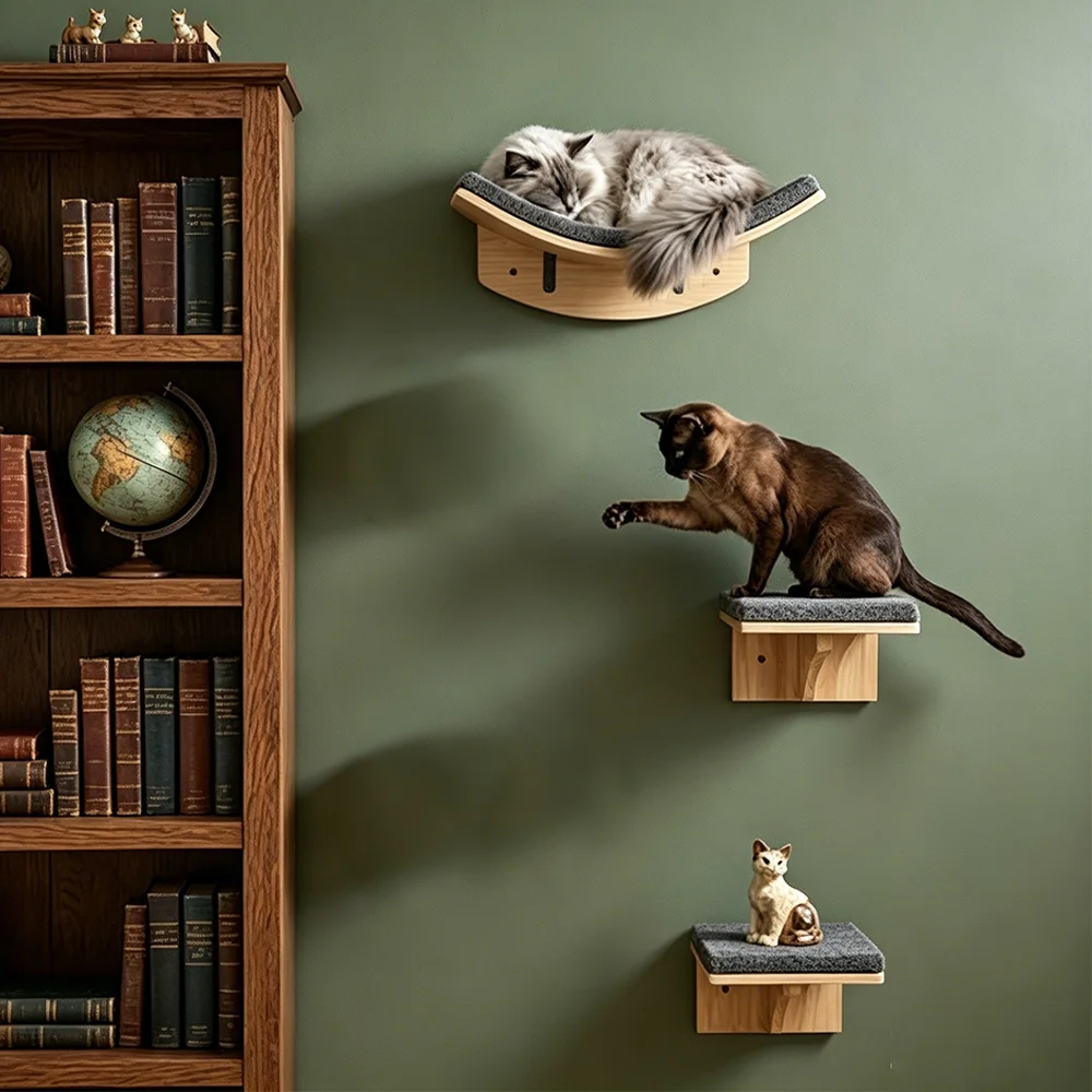 Plataforma para Saltos de Gatos con Cojín Suave – Percha de Pared - imagen 4